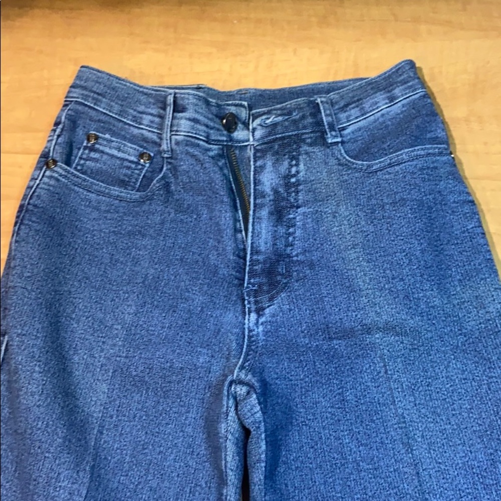High waisted slightly flared wide leg jeans
